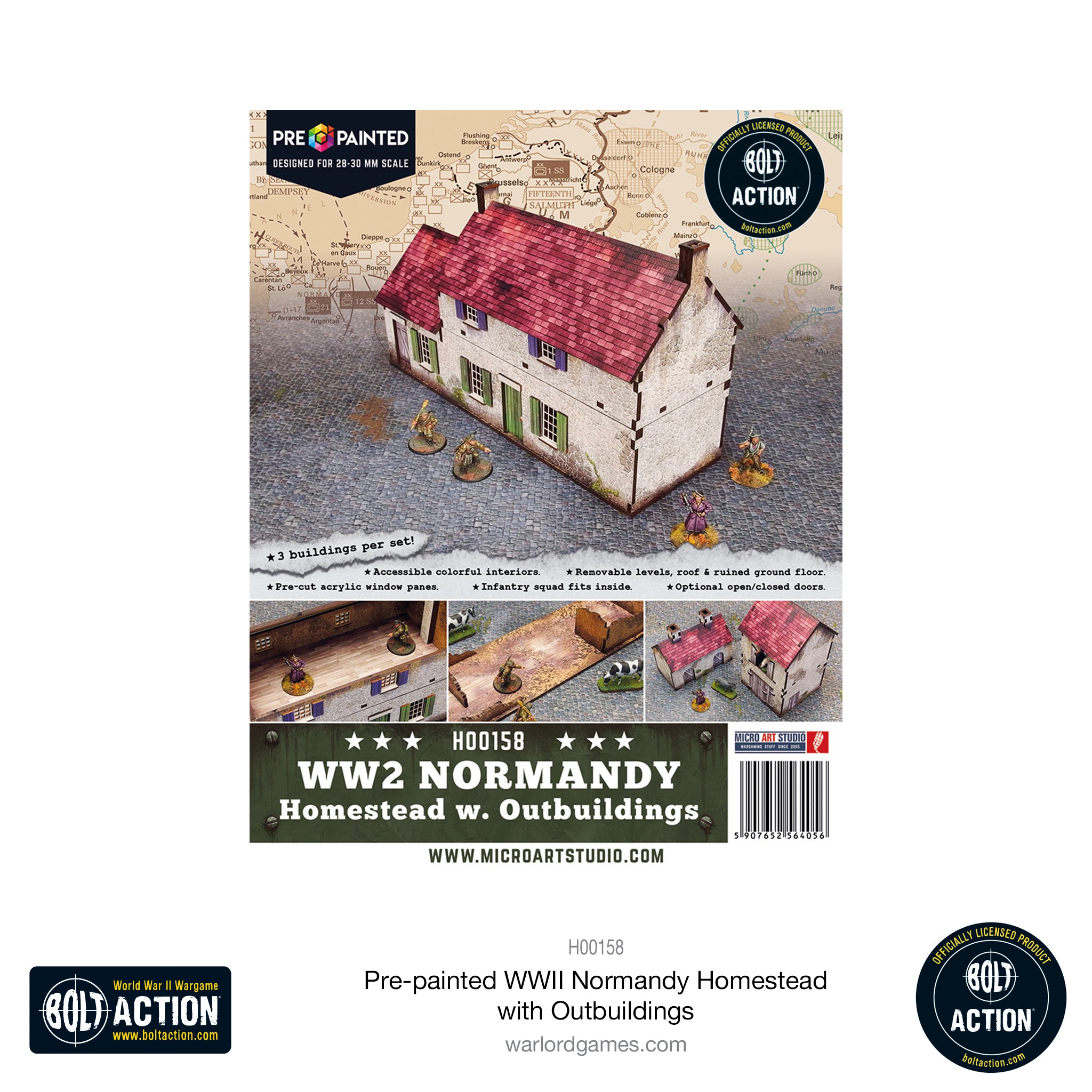 Bolt Action: Pre-painted WWII Normandy Homestead with Outbuildings