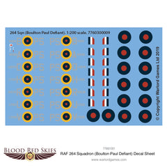 264 Sqn (Boulton Paul Defiant) decal sheet