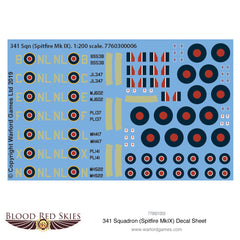 341 Sqn (Spitfire Mk IX) decal sheet