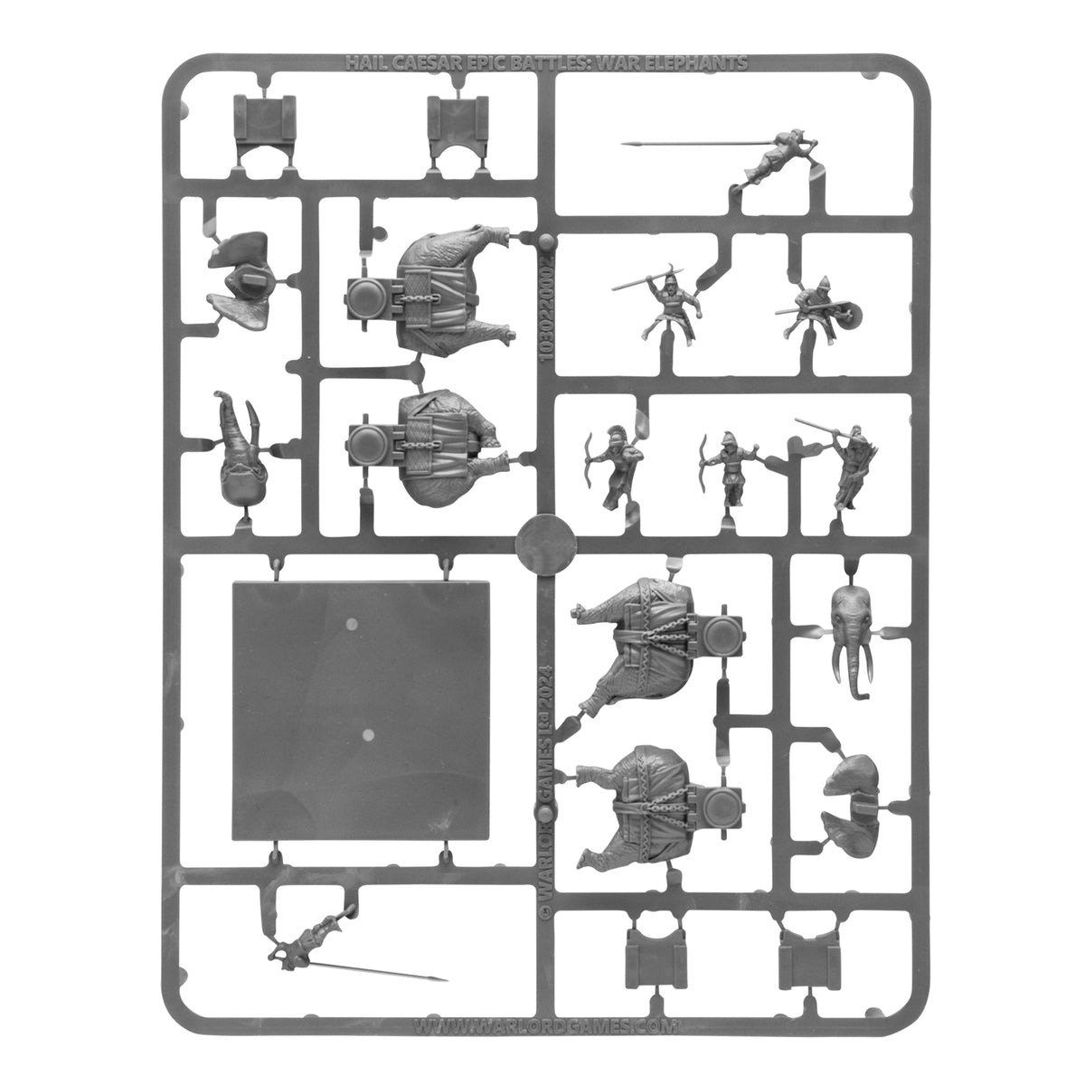 Hail Caesar Epic Battles: War Elephants sprue (grey plastic)