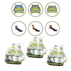 French Vessels of Renown 04 - 3rd Rates with Figure Heads & Back Plates Bundle