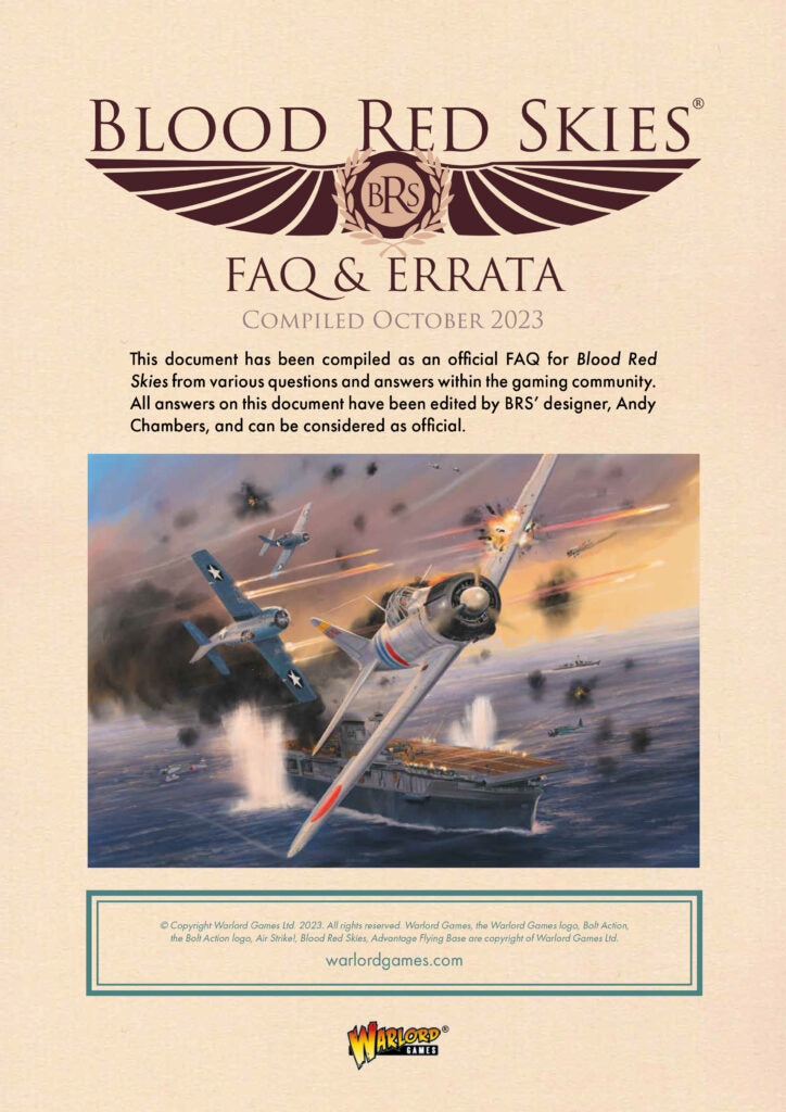 Blood Red Skies FAQ & Errata