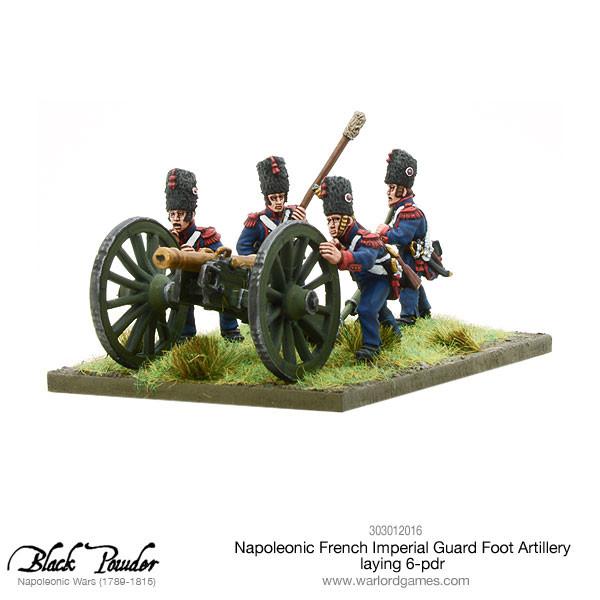 Napoleonic French Imperial Guard Foot Artillery laying 6-pdr