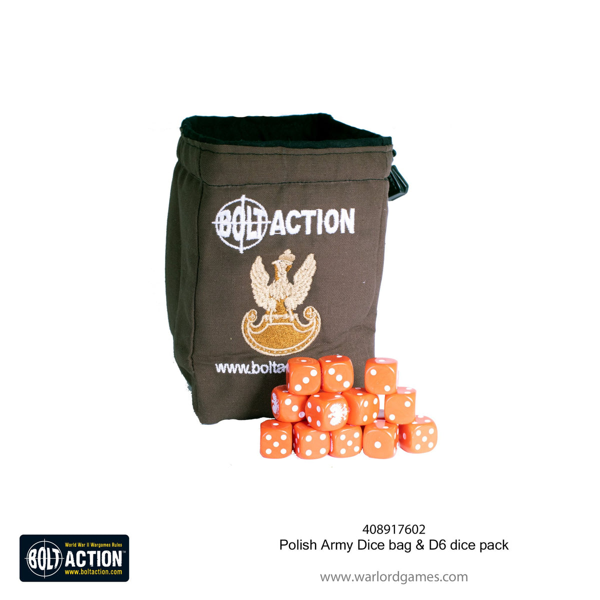 Polish Army Dice bag & D6 dice pack
