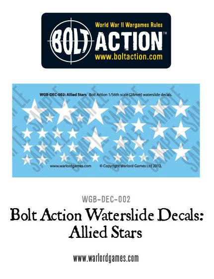 Bolt Action Allied Stars decal sheet